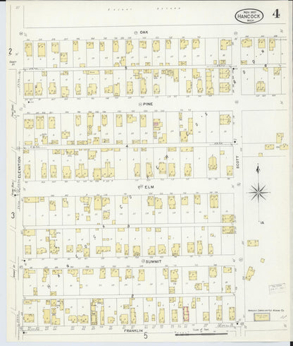 Sanborn Fire Insurance Map from Hancock, Houghton County, Michigan (1907), Sheet #0004 - Complete Map Set gallery image, historic Sanborn map, vintage wall art, Michigan Michigan