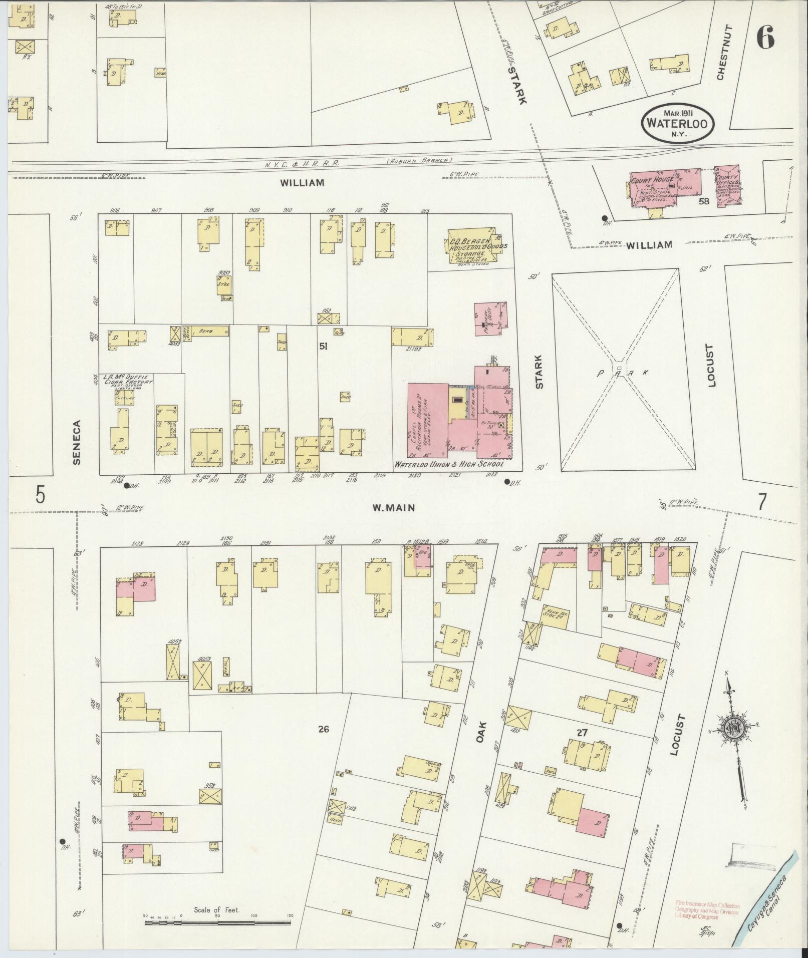 Sanborn Fire Insurance Map from Waterloo, Seneca County, New York (1911), Sheet #0006 - Complete Map Set gallery image, historic Sanborn map, vintage wall art, New York New York