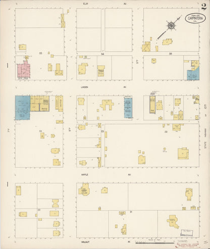 Sanborn Fire Insurance Map from Carpinteria, Santa Barbara County, California (1916), Sheet #0002 - Complete Map Set gallery image, historic Sanborn map, vintage wall art, California California