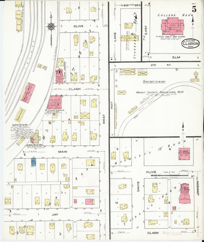 Sanborn Fire Insurance Map from Clarion, Wright County, Iowa (1921), Sheet #0005 - Historic Sanborn Fire Insurance Map Print