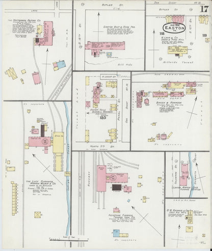 Sanborn Fire Insurance Map from Easton, Northampton County, Pennsylvania (1892), Sheet #0017 - Complete Map Set gallery image, historic Sanborn map, vintage wall art, Pennsylvania Pennsylvania