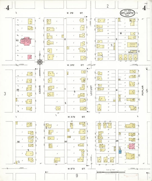 Sanborn Fire Insurance Map from Atlantic, Cass County, Iowa (1923), Sheet #0004 - Historic Sanborn Fire Insurance Map Print, vintage old map wall art