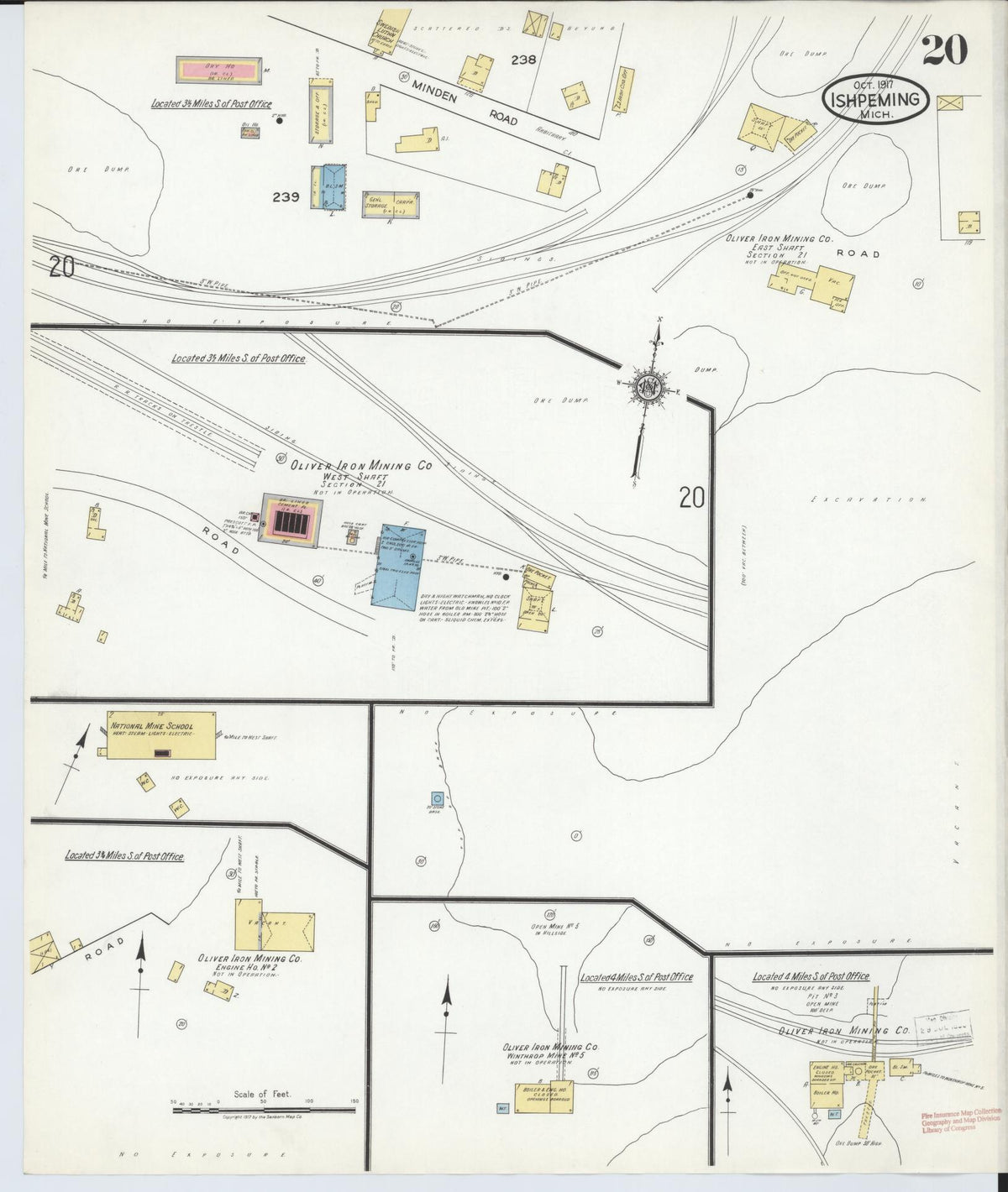 Sanborn Fire Insurance Map from Ishpeming, Marquette County, Michigan (1917), Sheet #0020 - Historic Sanborn Fire Insurance Map Print, vintage old map wall art, antique decor, genealogy gift, Michigan Michigan map