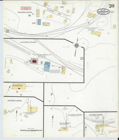Sanborn Fire Insurance Map from Ishpeming, Marquette County, Michigan (1917), Sheet #0020 - Historic Sanborn Fire Insurance Map Print, vintage old map wall art, antique decor, genealogy gift, Michigan Michigan map