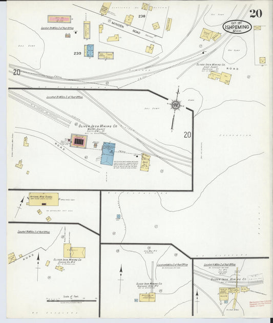 Sanborn Fire Insurance Map from Ishpeming, Marquette County, Michigan (1917), Sheet #0020 - Historic Sanborn Fire Insurance Map Print, vintage old map wall art, antique decor, genealogy gift, Michigan Michigan map