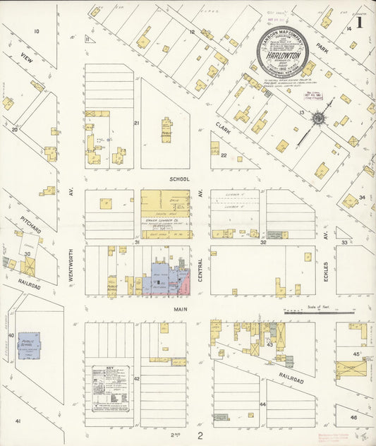 Sanborn Fire Insurance Map from Harlowton, Wheatland County, Montana (1910), Sheet #0001 - Complete Map Set gallery image, historic Sanborn map, vintage wall art, Montana Montana