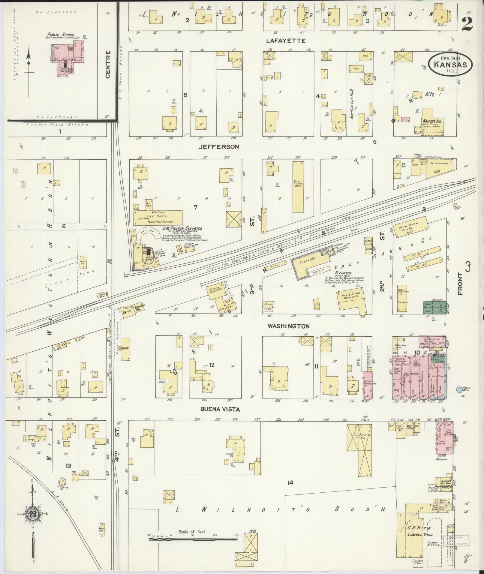 Sanborn Fire Insurance Map from Kansas, Edgar County, Illinois (1910), Sheet #0002 - Historic Sanborn Fire Insurance Map Print, vintage old map wall art, antique decor, genealogy gift, Kansas Kansas map