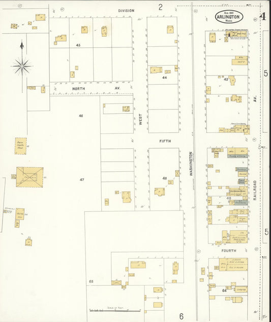 Sanborn Fire Insurance Map from Arlington, Snohomish County, Washington (1905), Sheet #0004 - Historic Sanborn Fire Insurance Map Print, vintage old map wall art, antique decor, genealogy gift, Washington Washington map
