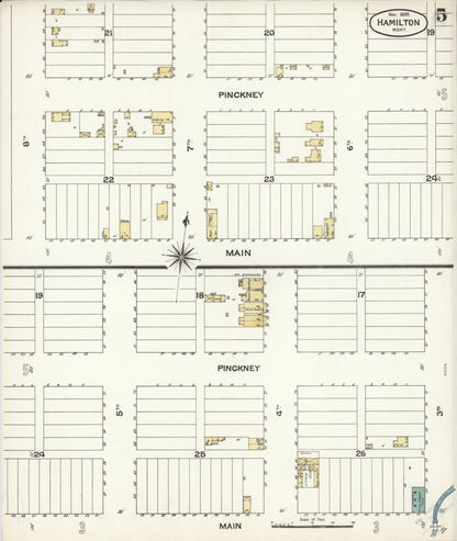 Sanborn Fire Insurance Map from Hamilton, Ravalli County, Montana (1893), Sheet #0005 - Complete Map Set gallery image, historic Sanborn map, vintage wall art, Montana Montana