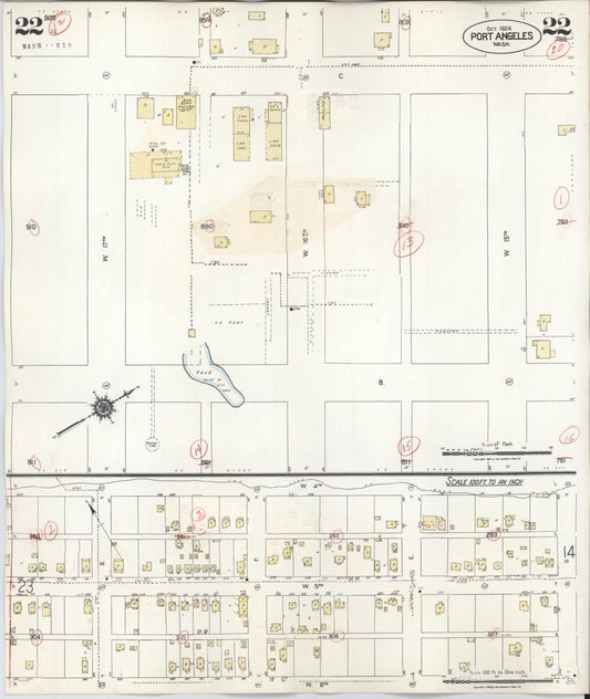Sanborn Fire Insurance Map from Port Angeles, Clallam County, Washington (1949), Sheet #0022 - Historic Sanborn Fire Insurance Map Print, vintage old map wall art, antique decor, genealogy gift, Washington Washington map