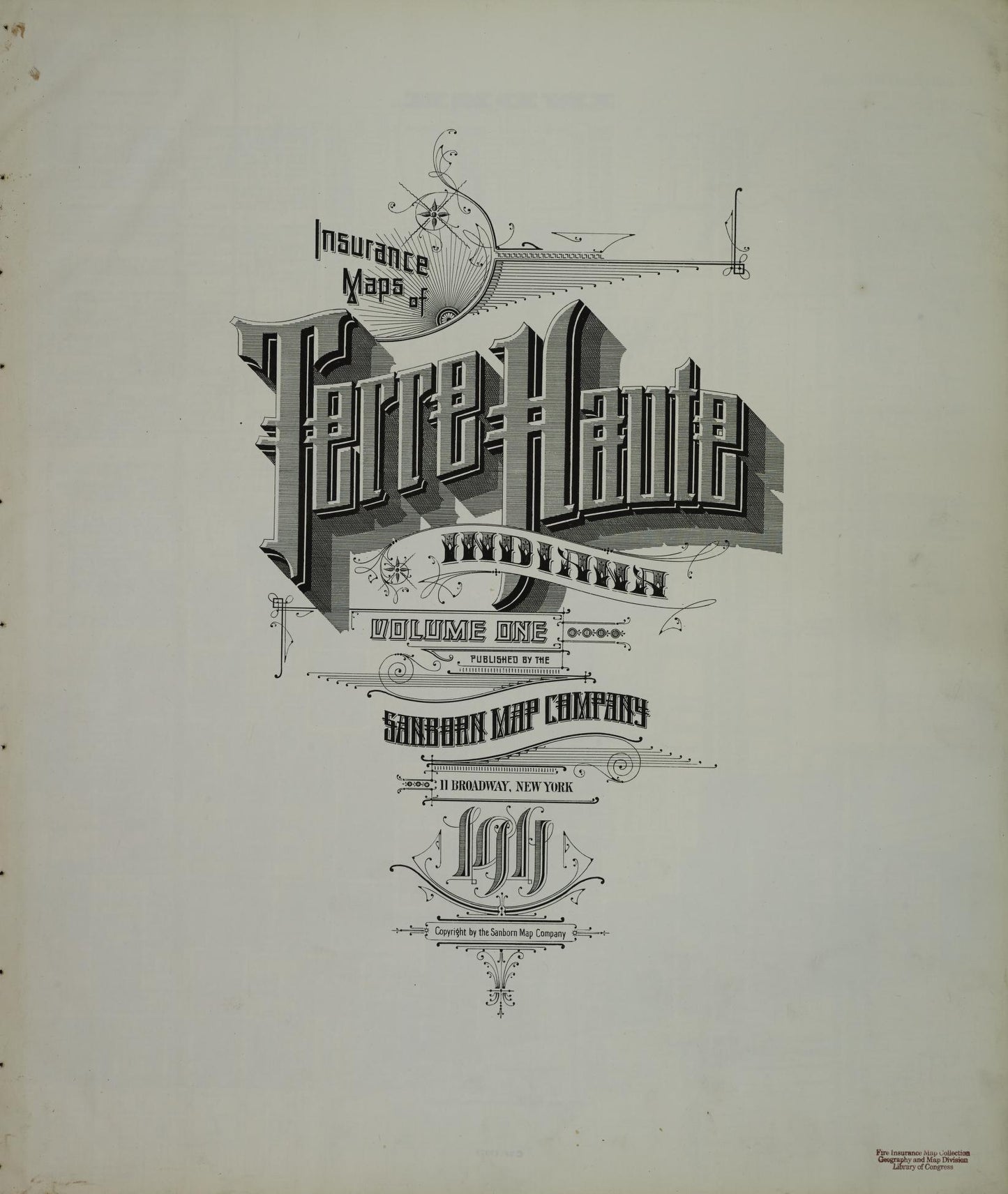 Sanborn Fire Insurance Map from Terre Haute, Vigo County, Indiana (1911), Sheet #0001 - Complete Map Set gallery image, historic Sanborn map, vintage wall art, Indiana Indiana