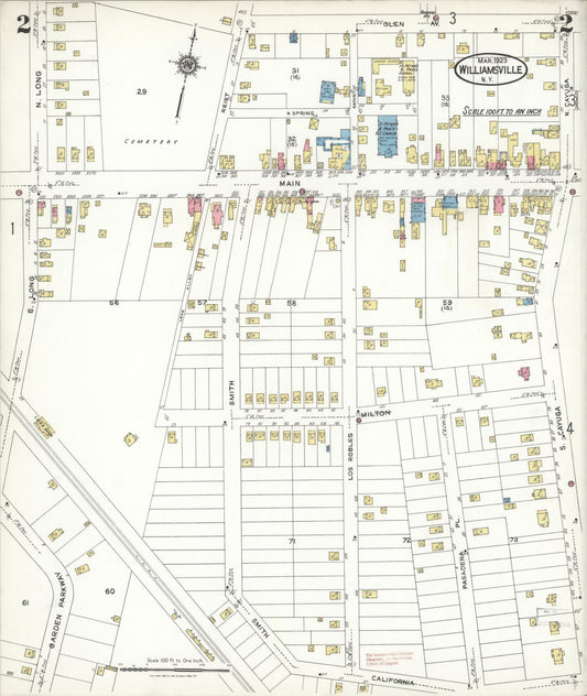 Sanborn Fire Insurance Map from Williamsville, Erie County, New York (1923), Sheet #0002 - Historic Sanborn Fire Insurance Map Print, vintage old map wall art, antique decor, genealogy gift, New York New York map