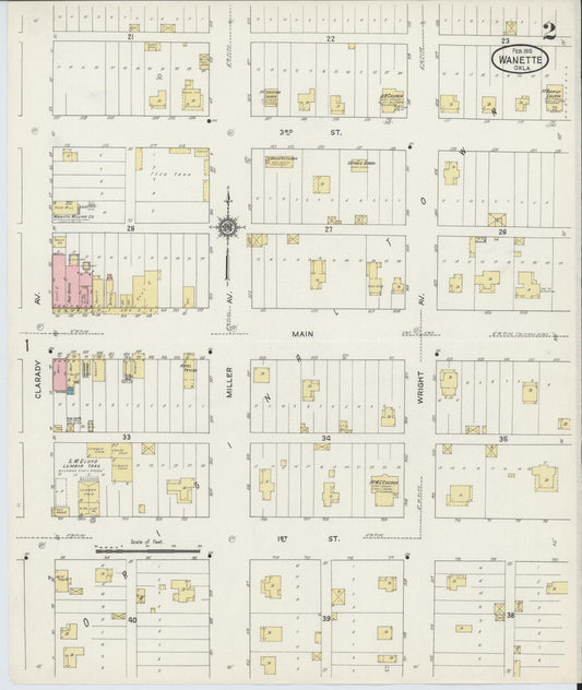 Sanborn Fire Insurance Map from Wanette, Pottawatomie County, Oklahoma (1915), Sheet #0002 - Historic Sanborn Fire Insurance Map Print, vintage old map wall art, antique decor, genealogy gift, Oklahoma Oklahoma map