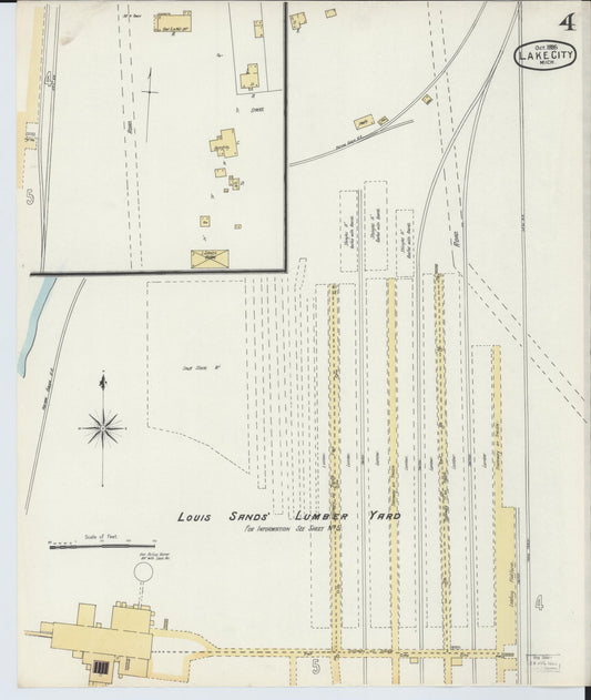 Sanborn Fire Insurance Map from Lake City, Missaukee County, Michigan (1895), Sheet #0004 - Historic Sanborn Fire Insurance Map Print, vintage old map wall art, antique decor, genealogy gift, Michigan Michigan map