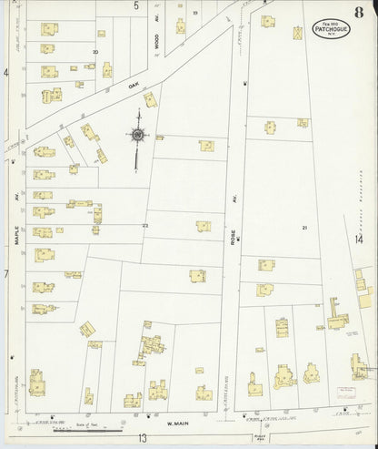 Sanborn Fire Insurance Map from Patchogue, Suffolk County, New York (1910), Sheet #0008 - Complete Map Set gallery image, historic Sanborn map, vintage wall art, New York New York
