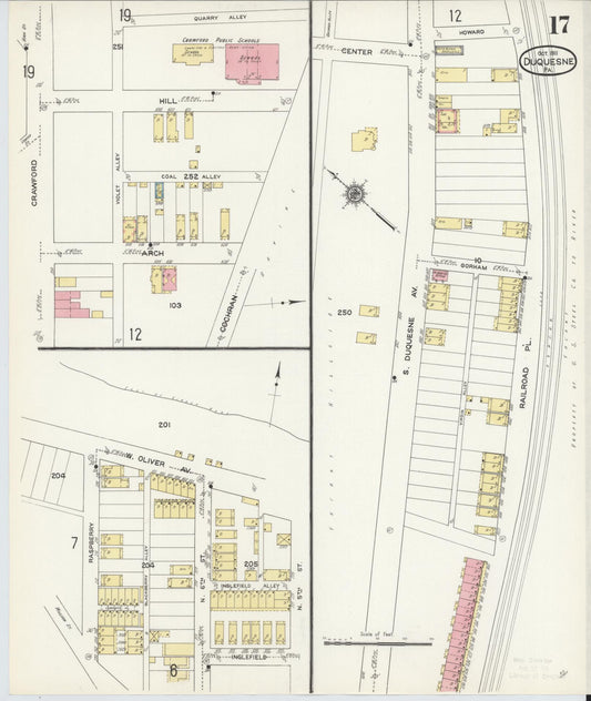 Sanborn Fire Insurance Map from Duquesne, Allegheny County, Pennsylvania (1911), Sheet #0017 - Historic Sanborn Fire Insurance Map Print, vintage old map wall art, antique decor, genealogy gift, Pennsylvania Pennsylvania map