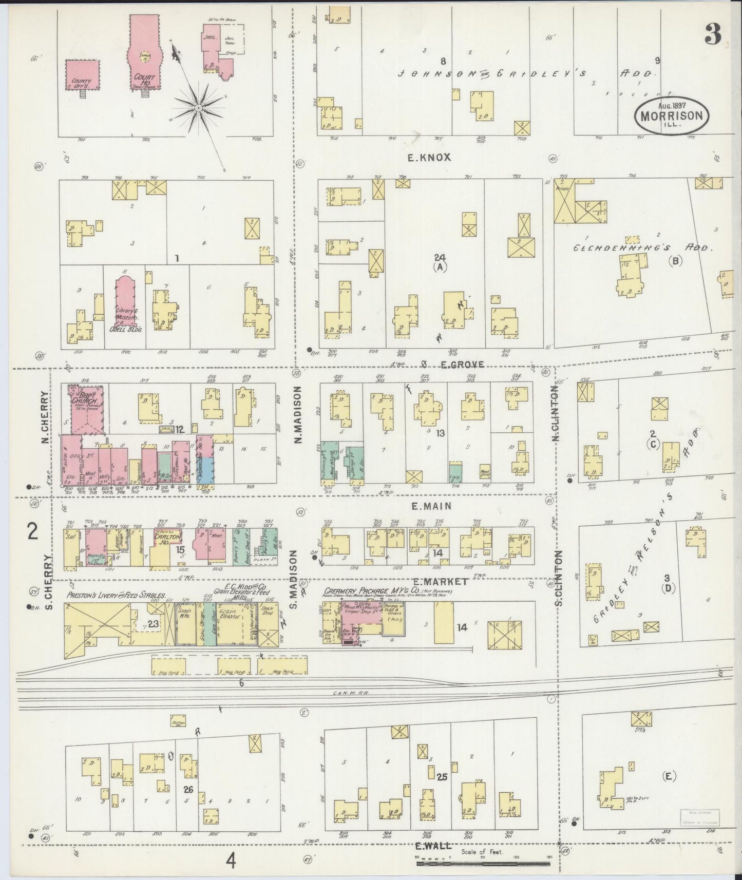Sanborn Fire Insurance Map from Morrison, Whiteside County, Illinois (1897), Sheet #0003 - Complete Map Set gallery image, historic Sanborn map, vintage wall art, Illinois Illinois