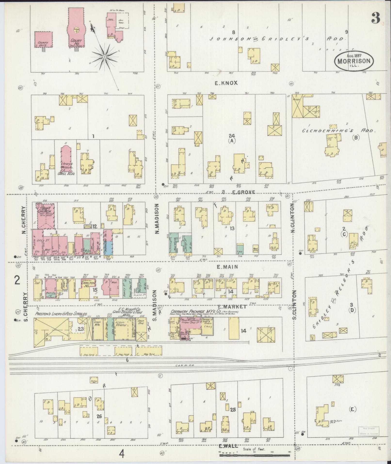 Sanborn Fire Insurance Map from Morrison, Whiteside County, Illinois (1897), Sheet #0003 - Complete Map Set gallery image, historic Sanborn map, vintage wall art, Illinois Illinois