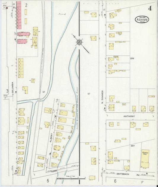 Sanborn Fire Insurance Map from Adams, Berkshire County, Massachusetts (1914), Sheet #0004 - Historic Sanborn Fire Insurance Map Print, vintage old map wall art, antique decor, genealogy gift, Massachusetts Massachusetts map