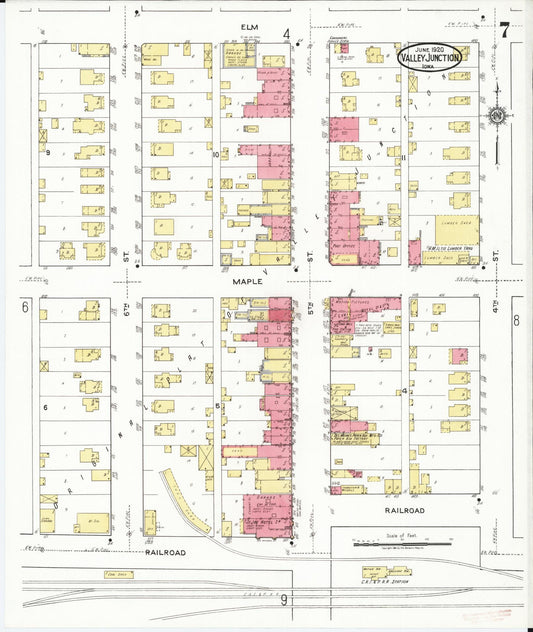 Sanborn Fire Insurance Map from Valley Junction, Polk County, Iowa (1920), Sheet #0007 - Historic Sanborn Fire Insurance Map Print, vintage old map wall art