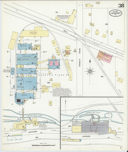Sanborn Fire Insurance Map from Lockport, Niagara County, New York (1909), Sheet #0038 - Historic Sanborn Fire Insurance Map Print, vintage old map wall art, antique decor, genealogy gift, New York New York map