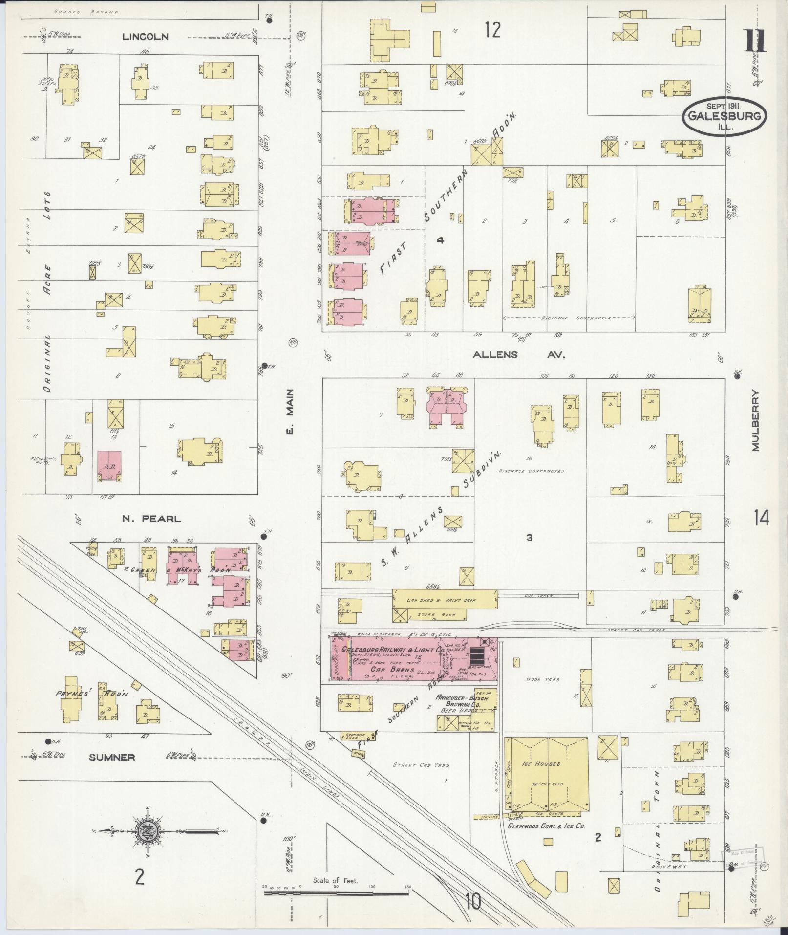 Sanborn Fire Insurance Map from Galesburg, Knox County, Illinois (1911), Sheet #0011 - Complete Map Set gallery image, historic Sanborn map, vintage wall art, Illinois Illinois