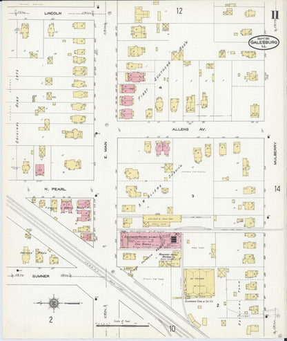 Sanborn Fire Insurance Map from Galesburg, Knox County, Illinois (1911), Sheet #0011 - Complete Map Set gallery image, historic Sanborn map, vintage wall art, Illinois Illinois