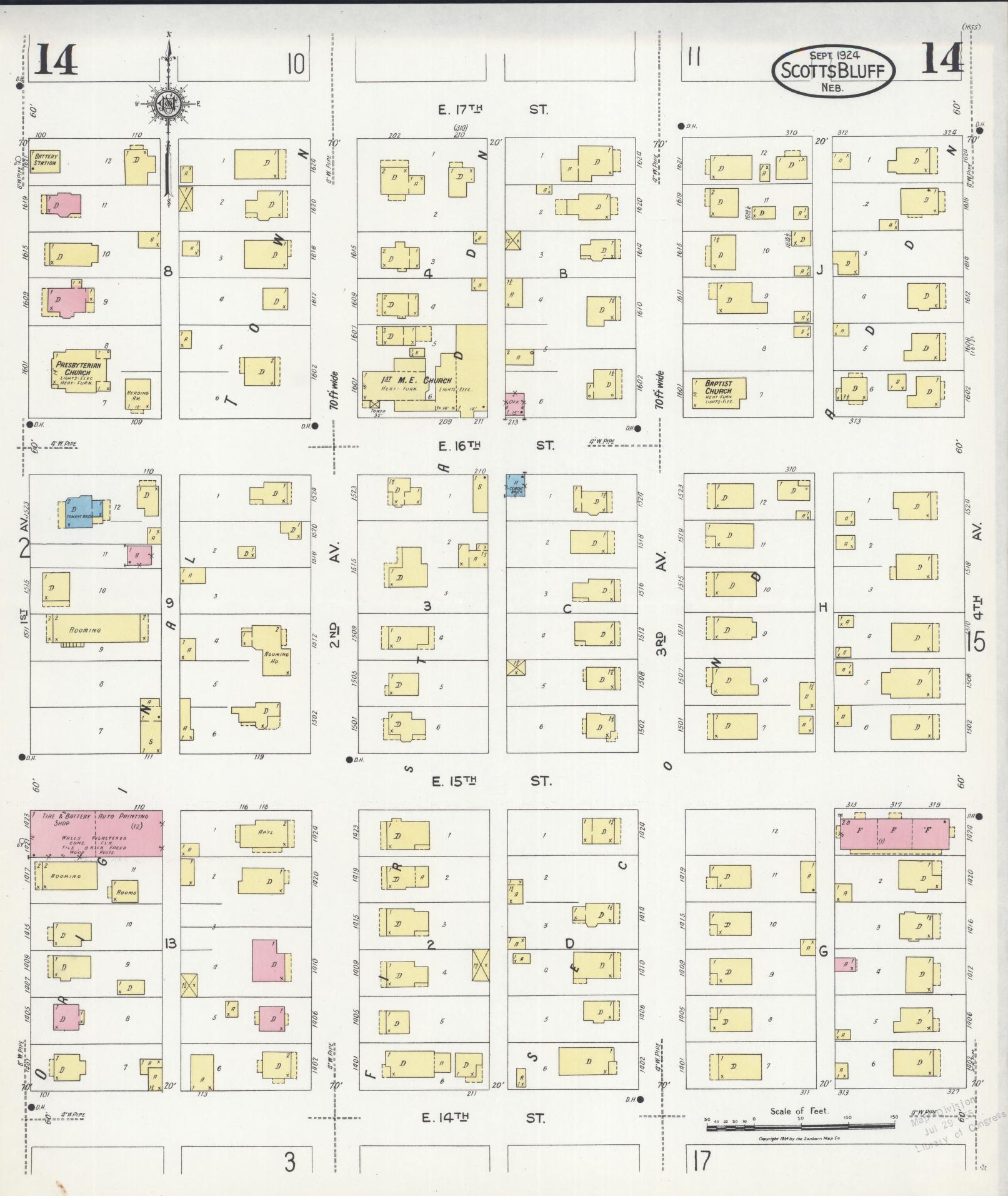 Sanborn Fire Insurance Map from Scottsbluff, Scotts Bluff County, Nebraska (1924), Sheet #0014 - Complete Map Set gallery image, historic Sanborn map, vintage wall art, Nebraska Nebraska