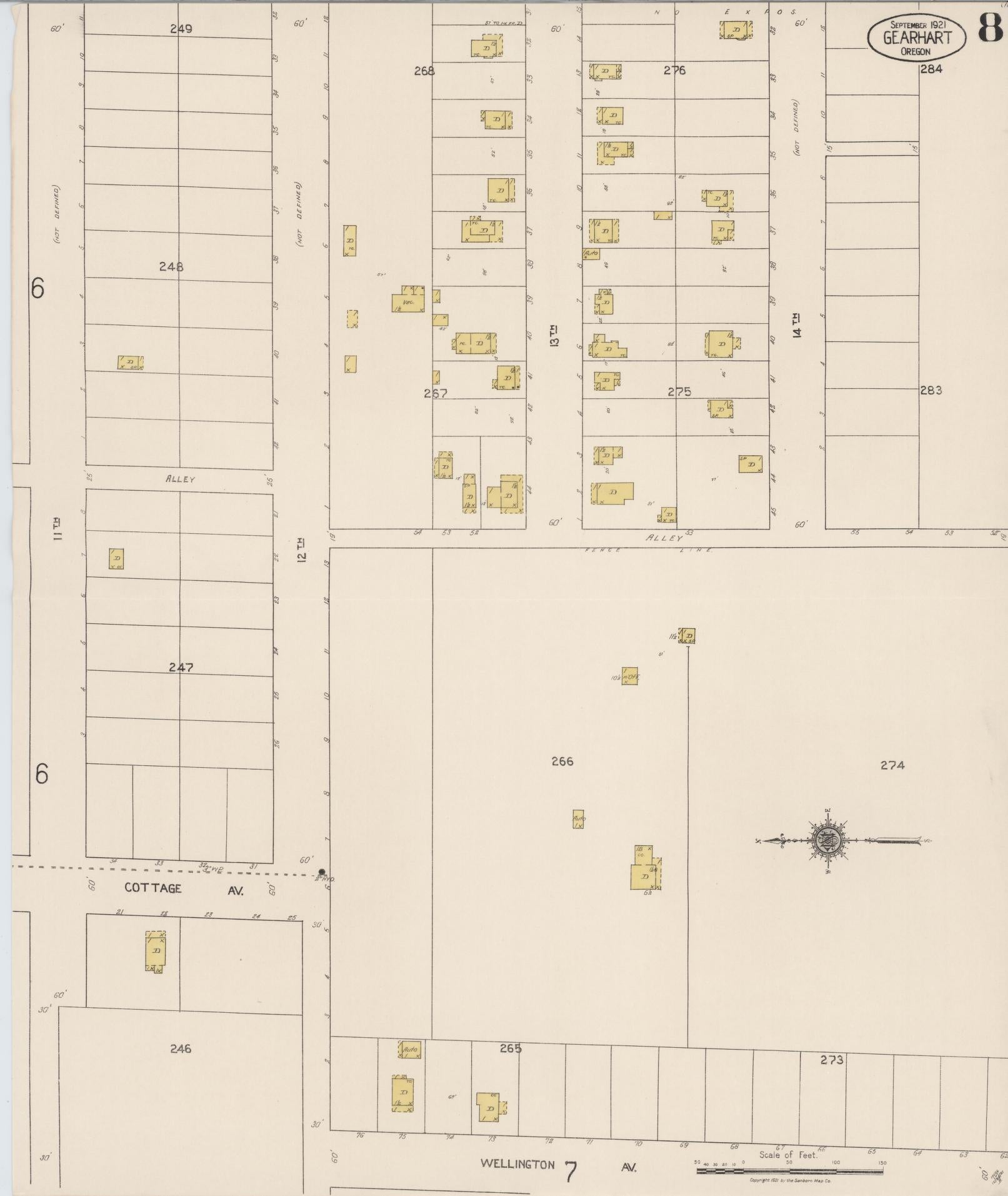 Sanborn Fire Insurance Map from Gearhart, Clatsop County, Oregon (1921), Sheet #0008 - Complete Map Set gallery image, historic Sanborn map, vintage wall art, Oregon Oregon
