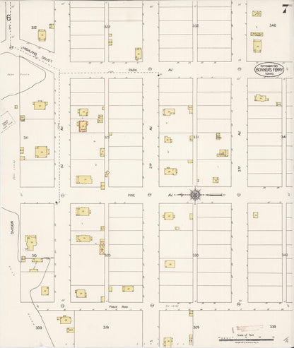 Sanborn Fire Insurance Map from Bonners Ferry, Boundary County, Idaho (1921), Sheet #0007 - Complete Map Set gallery image, historic Sanborn map, vintage wall art, Idaho Idaho