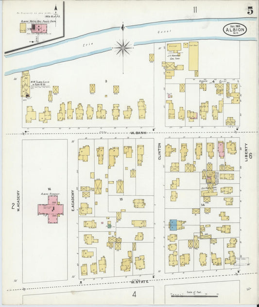 Sanborn Fire Insurance Map from Albion, Orleans County, New York (1905), Sheet #0005 - Historic Sanborn Fire Insurance Map Print, vintage old map wall art, antique decor, genealogy gift, New York New York map