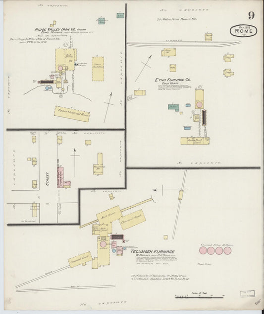 Sanborn Fire Insurance Map from Rome, Floyd County, Georgia (1888), Sheet #0009 - Historic Sanborn Fire Insurance Map Print, vintage old map wall art, antique decor, genealogy gift, Georgia Georgia map
