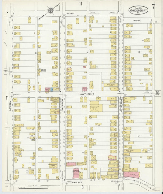 Sanborn Fire Insurance Map from Vandergrift, Westmoreland County, Pennsylvania (1915), Sheet #0007 - Historic Sanborn Fire Insurance Map Print, vintage old map wall art, antique decor, genealogy gift, Pennsylvania Pennsylvania map