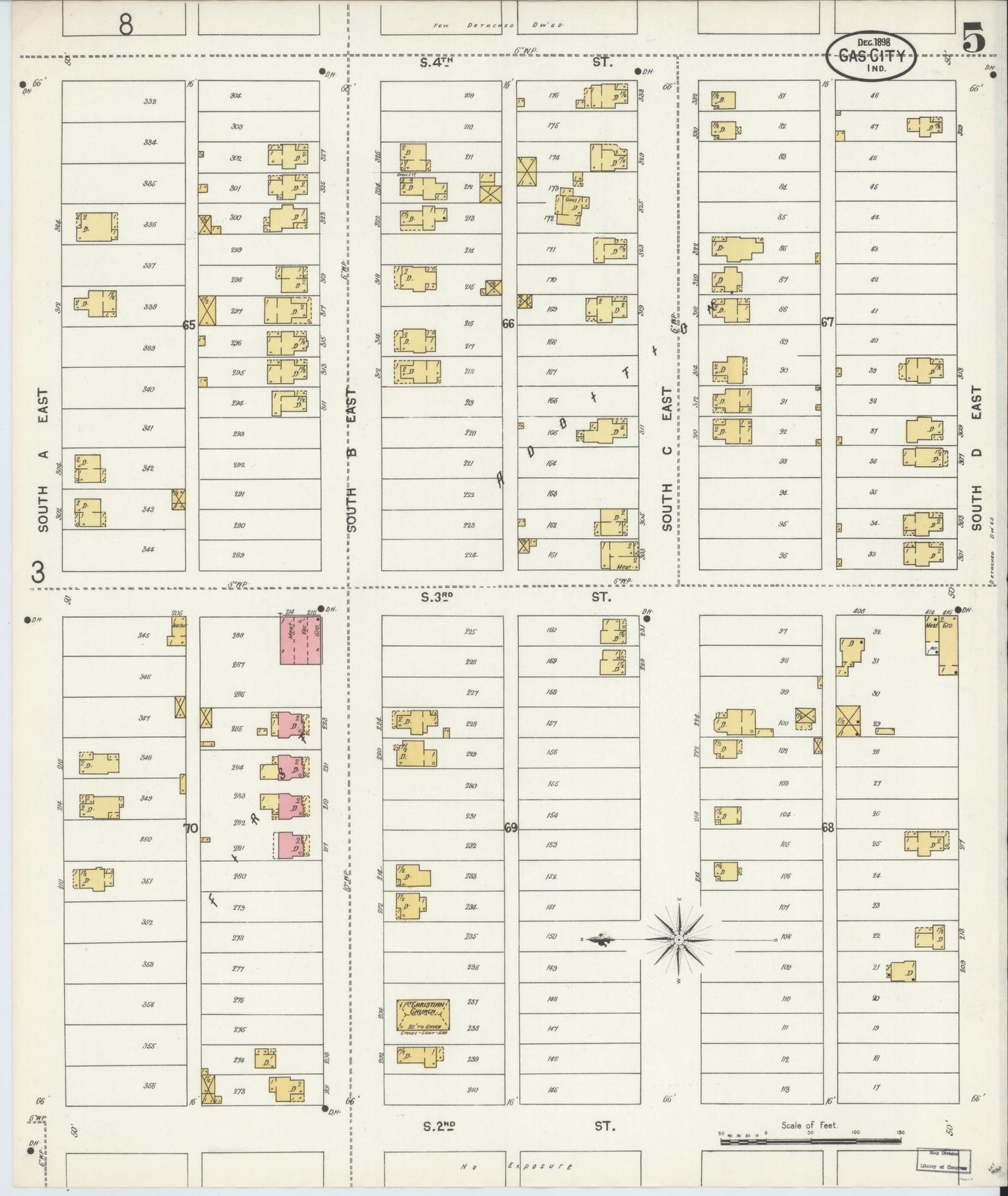 Sanborn Fire Insurance Map from Gas City, Grant County, Indiana (1898), Sheet #0005 - Complete Map Set gallery image, historic Sanborn map, vintage wall art, Indiana Indiana