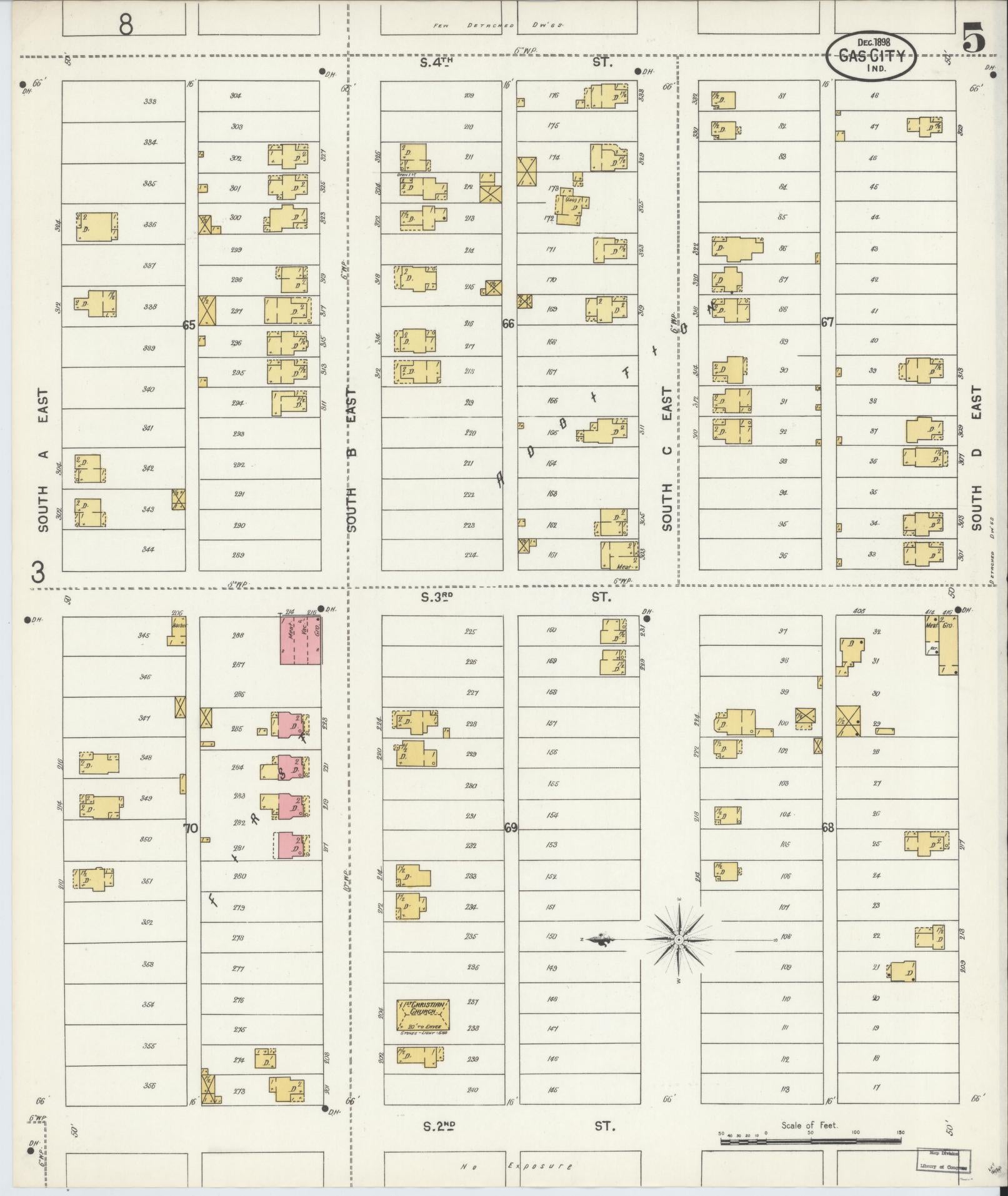 Sanborn Fire Insurance Map from Gas City, Grant County, Indiana (1898), Sheet #0005 - Complete Map Set gallery image, historic Sanborn map, vintage wall art, Indiana Indiana