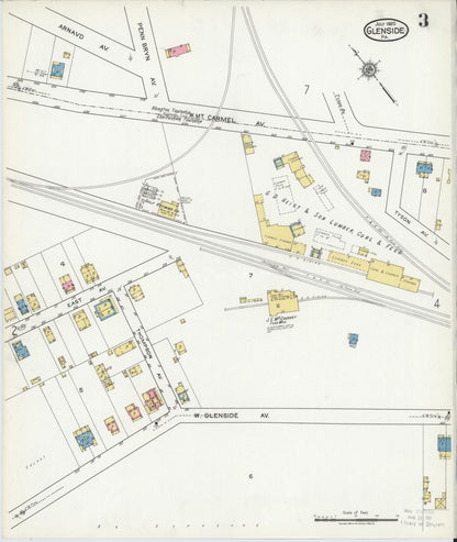 Sanborn Fire Insurance Map from Glenside, Montgomery County, Pennsylvania (1920), Sheet #0003 - Complete Map Set gallery image, historic Sanborn map, vintage wall art, Pennsylvania Pennsylvania