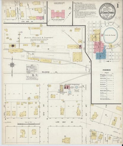 Sanborn Fire Insurance Map from De Funiak Springs, Walton County, Florida (1912), Sheet #0001 - Complete Map Set gallery image, historic Sanborn map, vintage wall art, Florida Florida