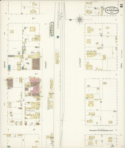 Sanborn Fire Insurance Map from Kingman, Mohave County, Arizona (1898), Sheet #0002 - Complete Map Set gallery image, historic Sanborn map, vintage wall art, Arizona Arizona