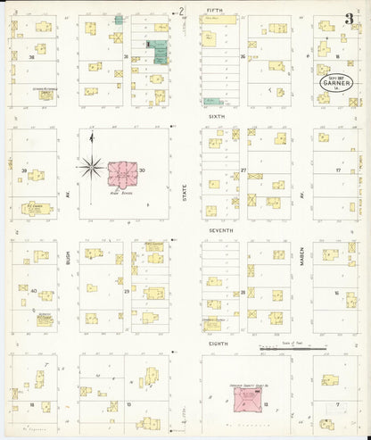 Sanborn Fire Insurance Map from Garner, Hancock County, Iowa (1907), Sheet #0003 - Historic Sanborn Fire Insurance Map Print, vintage old map wall art