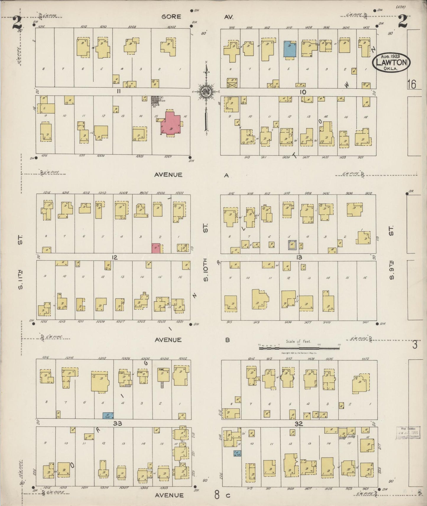 Sanborn Fire Insurance Map from Lawton, Comanche County, Oklahoma (1923), Sheet #0002 - Complete Map Set gallery image, historic Sanborn map, vintage wall art, Oklahoma Oklahoma