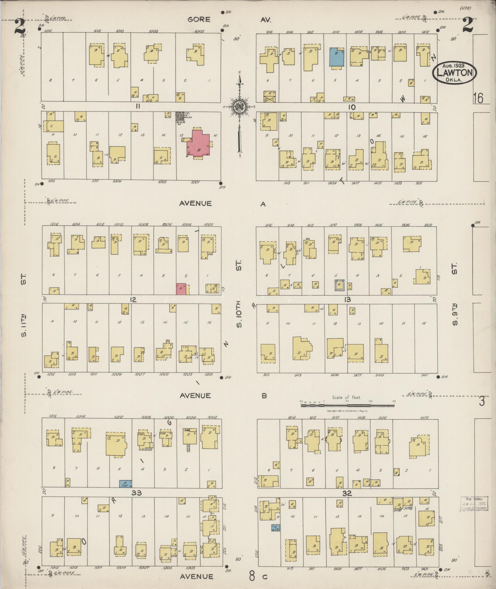 Sanborn Fire Insurance Map from Lawton, Comanche County, Oklahoma (1923), Sheet #0002 - Complete Map Set gallery image, historic Sanborn map, vintage wall art, Oklahoma Oklahoma