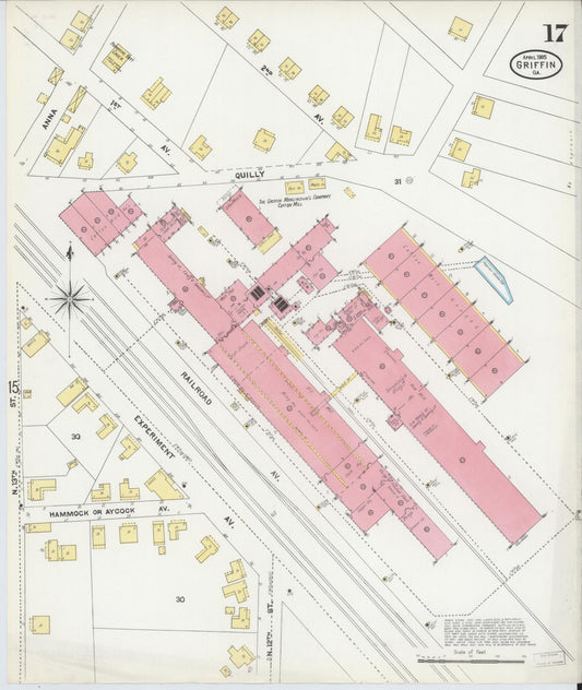 Sanborn Fire Insurance Map from Griffin, Spalding County, Georgia (1905), Sheet #0017 - Historic Sanborn Fire Insurance Map Print, vintage old map wall art, antique decor, genealogy gift, Georgia Georgia map