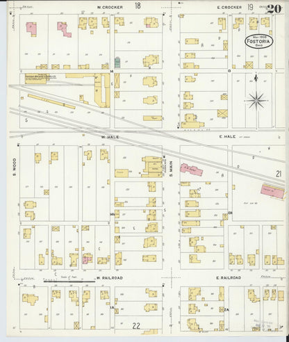Sanborn Fire Insurance Map from Fostoria, Seneca, Hancock, And Wood Counties, Ohio (1908), Sheet #0020 - Complete Map Set gallery image, historic Sanborn map, vintage wall art, Ohio Ohio