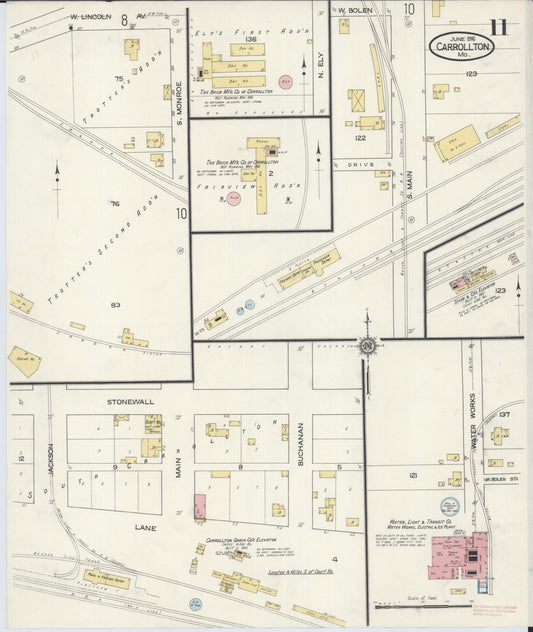 Sanborn Fire Insurance Map from Carrollton, Carroll County, Missouri (1916), Sheet #0011 - Historic Sanborn Fire Insurance Map Print, vintage old map wall art, antique decor, genealogy gift, Missouri Missouri map