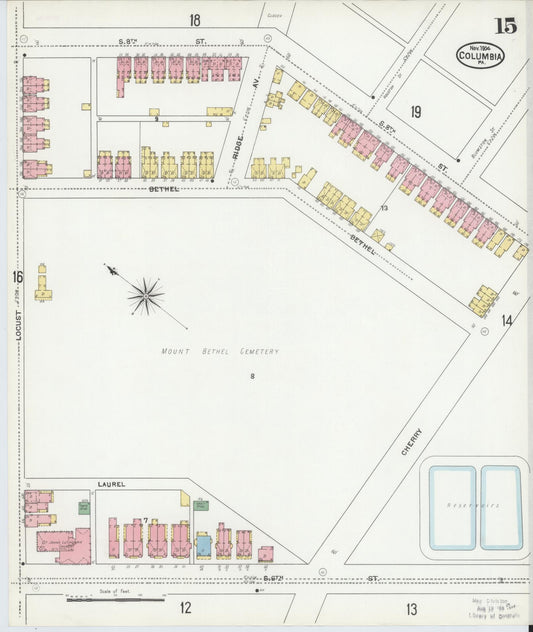 Sanborn Fire Insurance Map from Columbia, Lancaster County, Pennsylvania (1904), Sheet #0015 - Historic Sanborn Fire Insurance Map Print, vintage old map wall art, antique decor, genealogy gift, Pennsylvania Pennsylvania map