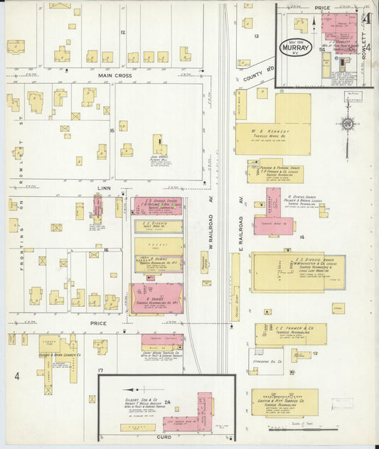 Sanborn Fire Insurance Map from Murray, Calloway County, Kentucky (1916), Sheet #0004 - Historic Sanborn Fire Insurance Map Print, vintage old map wall art, antique decor, genealogy gift, Kentucky Kentucky map