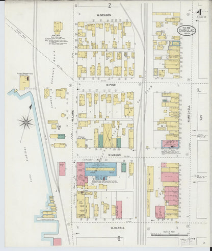 Sanborn Fire Insurance Map from Cadillac, Wexford County, Michigan (1906), Sheet #0004 - Complete Map Set gallery image, historic Sanborn map, vintage wall art, Michigan Michigan