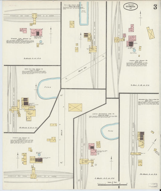 Sanborn Fire Insurance Map from Hymera, Sullivan County, Indiana (1904), Sheet #0003 - Historic Sanborn Fire Insurance Map Print, vintage old map wall art, antique decor, genealogy gift, Indiana Indiana map
