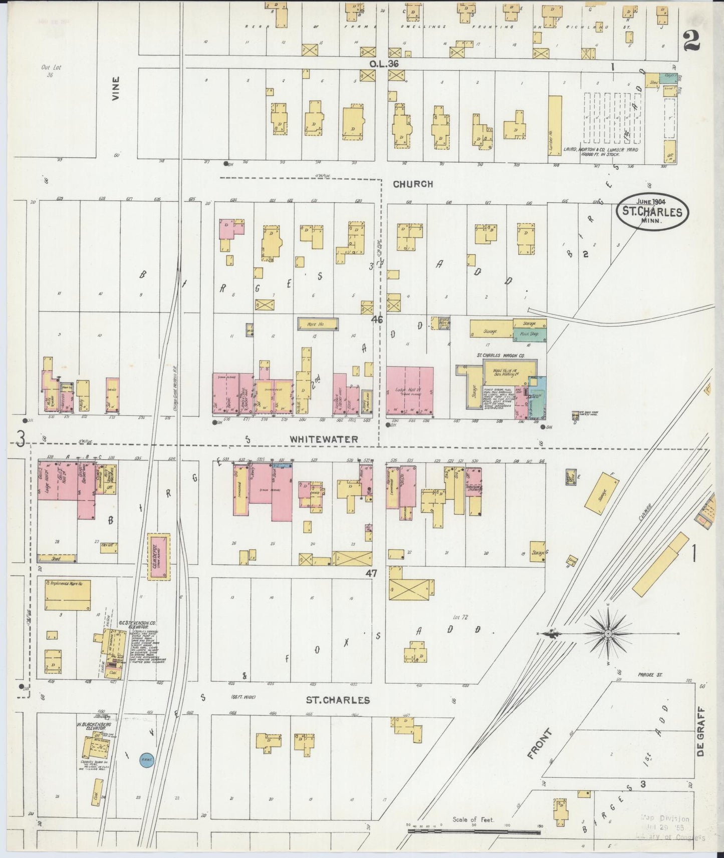 Sanborn Fire Insurance Map from Saint Charles, Winona County, Minnesota (1904), Sheet #0002 - Complete Map Set gallery image, historic Sanborn map, vintage wall art, Minnesota Minnesota