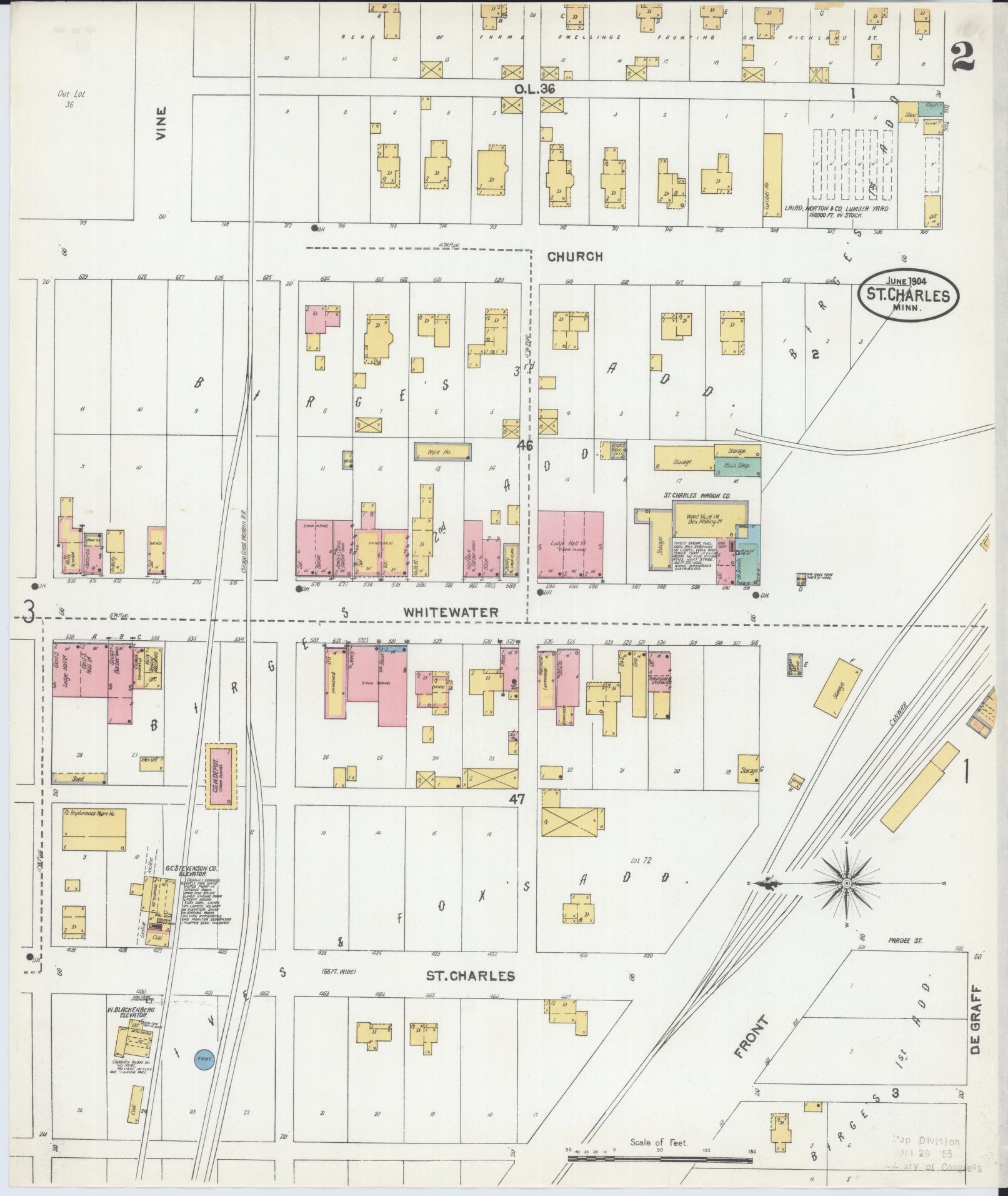 Sanborn Fire Insurance Map from Saint Charles, Winona County, Minnesota (1904), Sheet #0002 - Complete Map Set gallery image, historic Sanborn map, vintage wall art, Minnesota Minnesota